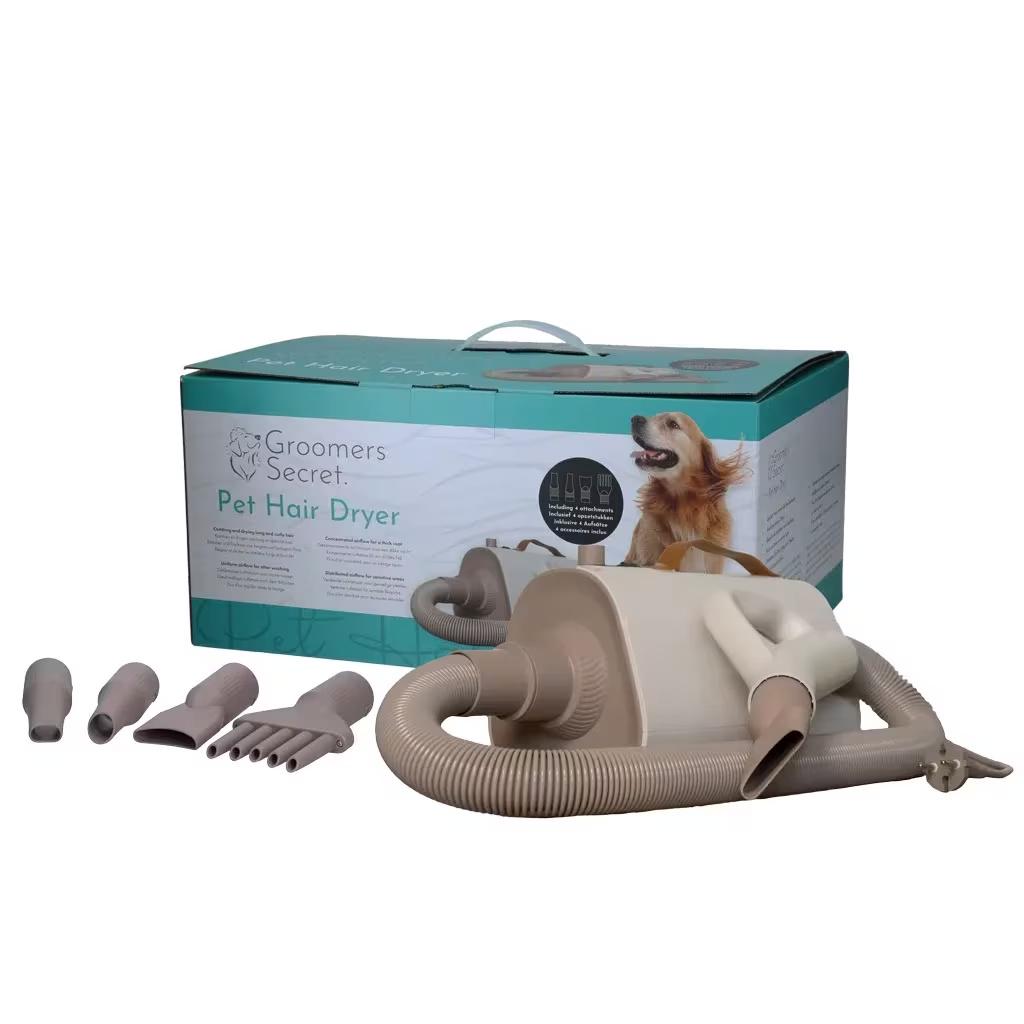 Groomers Secret Pet Hair Dryer med slange og fire munnstykker